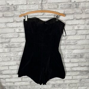 Betsey Johnson Black Sequin Velvet Strapless Romper
